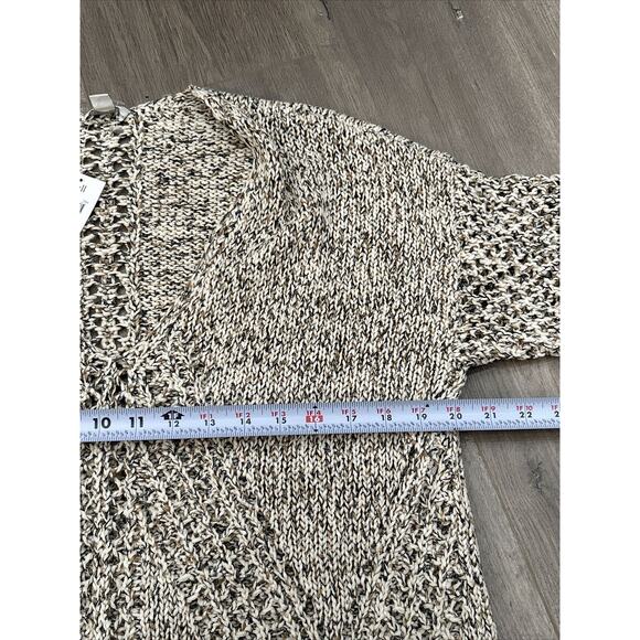 J. Jill Size Medium Marled Knit Cozy Cotton Blend Sweater Neutral Open Knit NWT - Picture 13 of 13